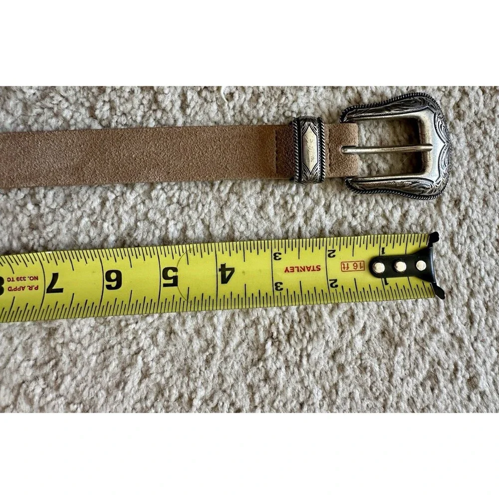 Vintage Western Belt With Keeper Tan Suede Leather Y2K Boho 1.5 W 28” - 34” S